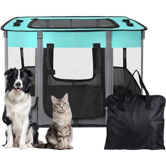 Pet Playpen Foldable Dog Cat Playpens for Small Animals + Free Carrying Case